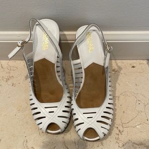 White Peep Toe High Heels